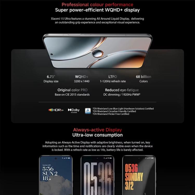 Xiaomi 15 Ultra Global, 16GB+512GB, 3D Ultrasonic Fingerprint, 200MP Camera, 6.73 inch Xiaomi HyperOS 2 Snapdragon 8 Elite Octa Core 3nm, NFC, Network: 5G, Xiaomi 15 Ultra Global, 16GB+512GB (Black)