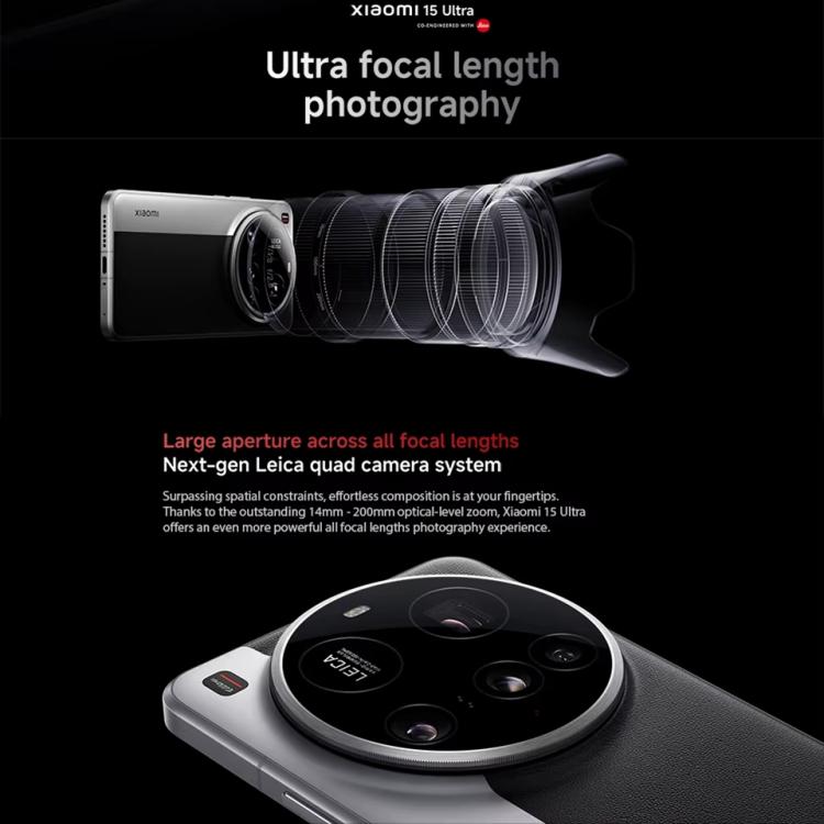 Xiaomi 15 Ultra Global, 16GB+512GB, 3D Ultrasonic Fingerprint, 200MP Camera, 6.73 inch Xiaomi HyperOS 2 Snapdragon 8 Elite Octa Core 3nm, NFC, Network: 5G, Xiaomi 15 Ultra Global, 16GB+512GB (Black)