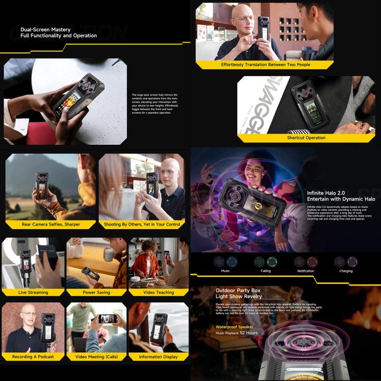 Ulefone Armor 30 Pro Rugged Phone, 16GB+512GB, Night Vision, 6.95 inch + 3.4 inch Dual Screen Android 14 MediaTek Dimensity 7300X Octa Core, Network: 5G, OTG, NFC, Armor 30 Pro