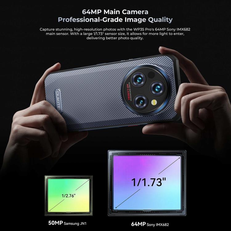 Oukitel WP35 Pro 5G Rugged Phone, 12 GB + 512 GB, 6,6 Zoll, MediaTek Dimensity 6300 Octa-Core, NFC, OTG, Netzwerk: 5G, WP35 Pro 5G