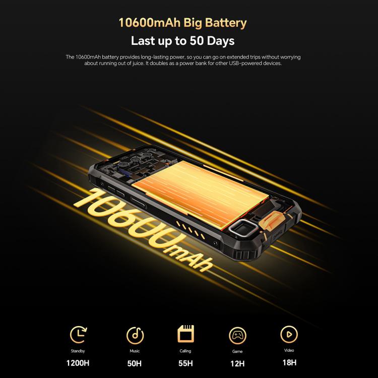 Oukitel WP23 Plus Rugged Phone, 8 GB + 256 GB, 6,52 Zoll, Android 14.0, Unisoc T606 Octa-Core-Prozessor, NFC, OTG, Netzwerk: 4G, WP23 Plus