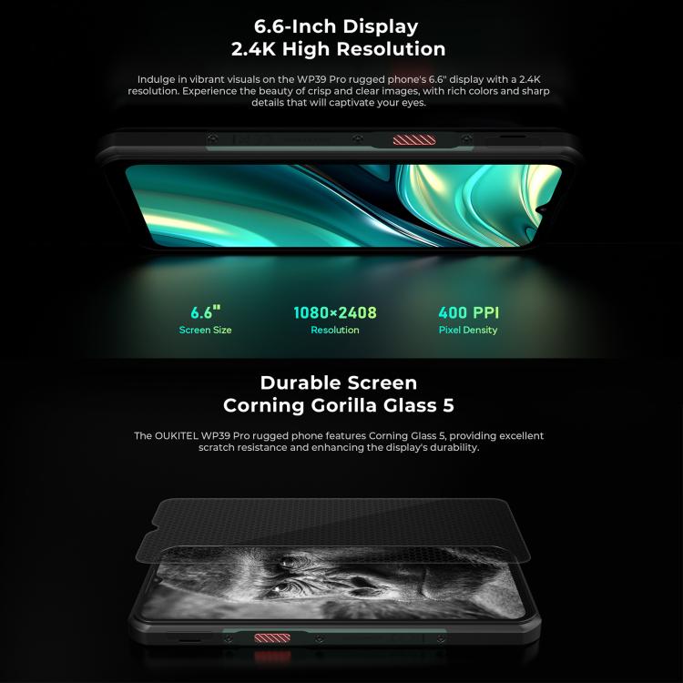 Oukitel WP39 Pro 5G Rugged Phone, 12GB+512GB, Night Vision, Fingerprint Identification, 6.6 inch Android 14 MediaTek Dimensity 6300 Octa Core, NFC, OTG, Network: 5G, WP39 Pro 5G