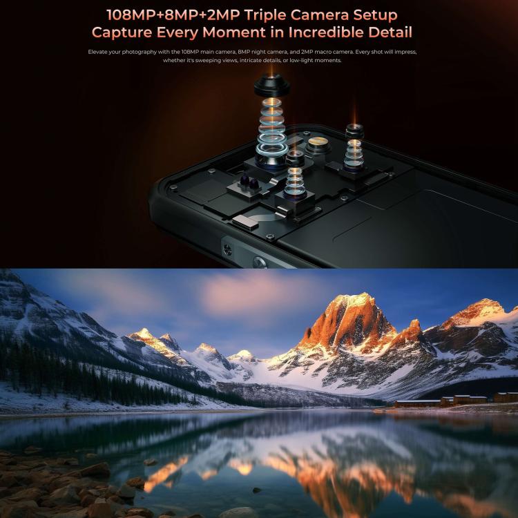 Oukitel WP55 Pro 5G Rugged Phone, 16 GB + 512 GB, 108-MP-Kamera, Fingerabdrucksensor, 6,6 Zoll, Android 15, MediaTek Dimensity 7025 Octa-Core-Prozessor, NFC, OTG, Netzwerk: 5G, WP55 Pro