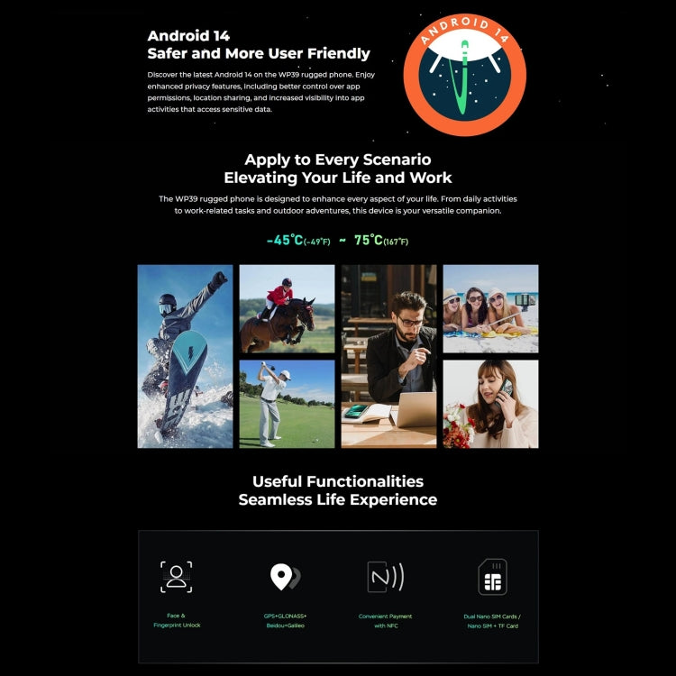 Oukitel WP39 Pro 5G Rugged Phone, 6GB+256GB, Night Vision, Fingerprint Identification, 6.6 inch MediaTek Dimensity 6100+ Octa Core, NFC, OTG, Network: 5G, WP39 5G