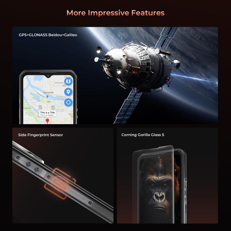 Oukitel WP55 5G Rugged Phone, 12 GB + 256 GB, 108-MP-Kamera, Fingerabdrucksensor, 6,6 Zoll MediaTek Dimensity 7025 Octa-Core-Prozessor, NFC, OTG, Netzwerk: 5G, WP55