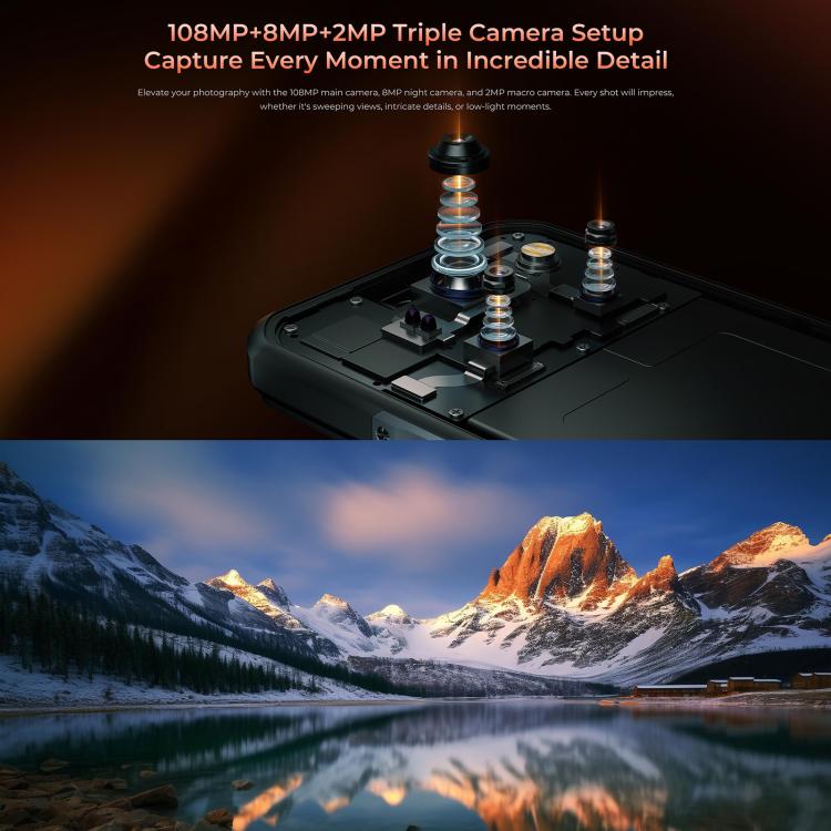 Oukitel WP55 5G Rugged Phone, 12 GB + 256 GB, 108-MP-Kamera, Fingerabdrucksensor, 6,6 Zoll MediaTek Dimensity 7025 Octa-Core-Prozessor, NFC, OTG, Netzwerk: 5G, WP55