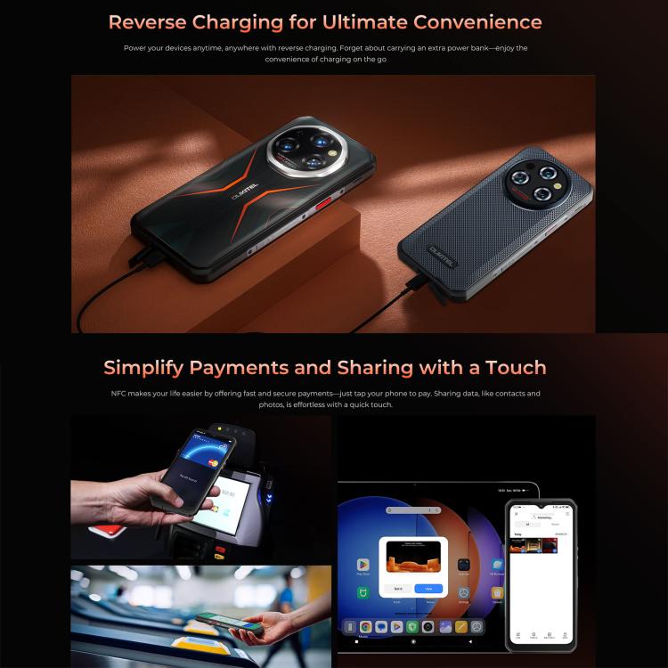 Oukitel WP55 5G Rugged Phone, 12 GB + 256 GB, 108-MP-Kamera, Fingerabdrucksensor, 6,6 Zoll MediaTek Dimensity 7025 Octa-Core-Prozessor, NFC, OTG, Netzwerk: 5G, WP55