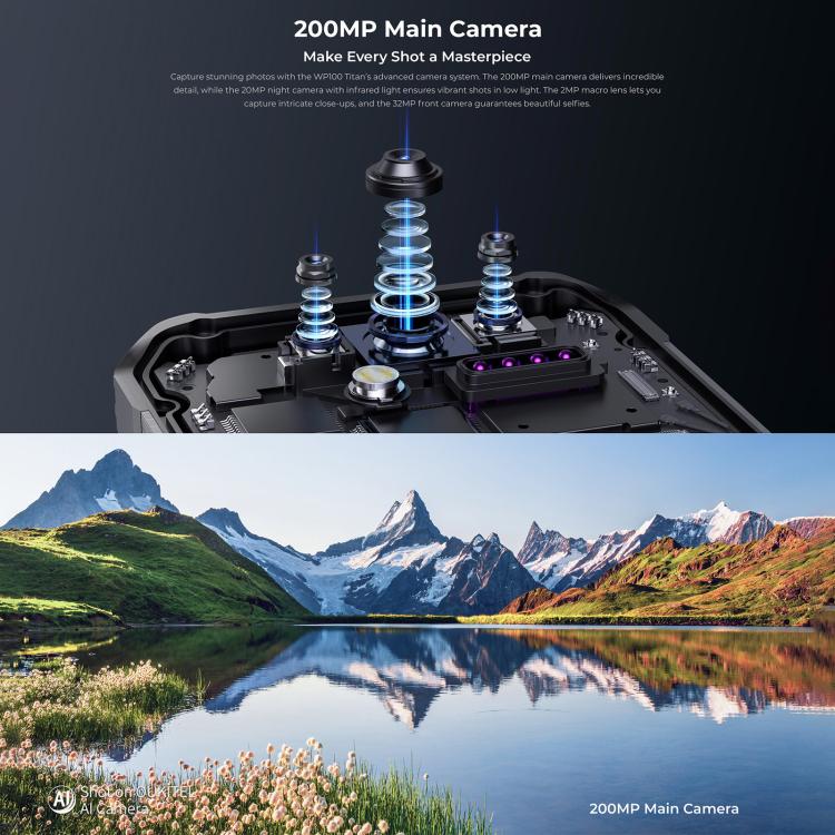 Oukitel WP100 TITAN 5G Projector Rugged Phone, 16GB+512GB, 200MP Camera, Fingerprint Identification, 6.8 inch Android 14 MediaTek Dimensity 7300 Octa Core, NFC, OTG, Network: 5G, WP100 TITAN