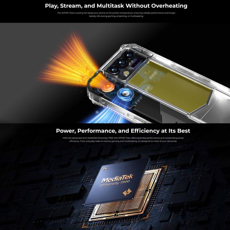 Oukitel WP100 TITAN 5G Projector Rugged Phone, 16GB+512GB, 200MP Camera, Fingerprint Identification, 6.8 inch Android 14 MediaTek Dimensity 7300 Octa Core, NFC, OTG, Network: 5G, WP100 TITAN