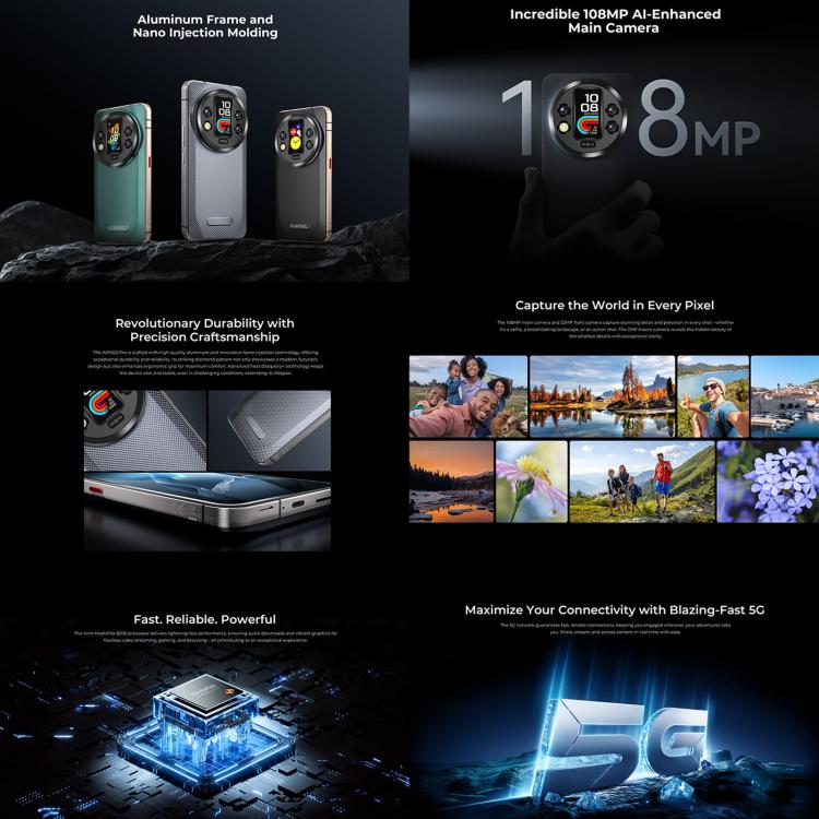 Oukitel WP200 Pro 5G Rugged Phone, 24GB+1TB, Display-Fingerabdrucksensor, 6,7 Zoll, Android 15.0, MTK Dimensity 8200 Octa-Core-Prozessor, NFC, OTG, Netzwerk: 5G