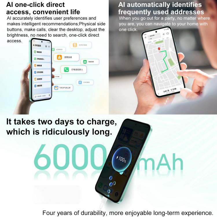 Honor Play 60, 6 GB + 128 GB, seitlicher Fingerabdrucksensor, 6,61 Zoll MagicOS 9.0, Dimensity 6300 Octa-Core-Prozessor, Netzwerk: 5G, OTG, Play 60, 6 GB + 128 GB, 6 GB + 128 GB