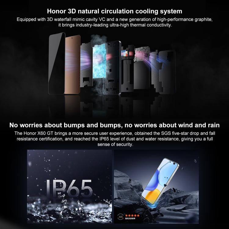 Honor X60 GT, 12 GB + 256 GB, Fingerabdrucksensor im Display, 6,7 Zoll MagicOS 9.0 (Android 15.0), Snapdragon 8+ Gen 1 Octa-Core-Prozessor, Netzwerk: 5G, OTG, NFC, 12 GB + 256 GB