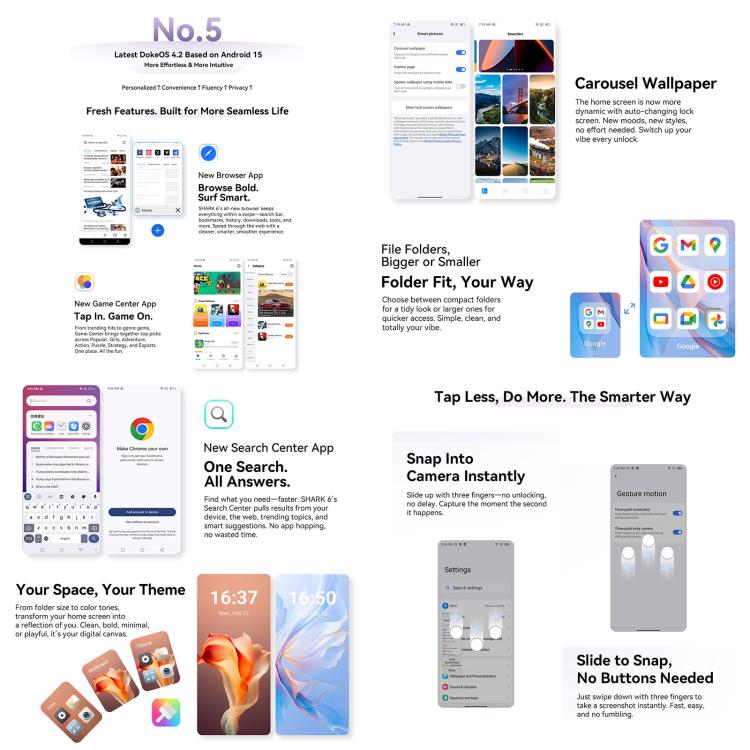 Blackview SHARK 6 5G, 8GB+128GB, 6.88 inch Android 15 Unisoc UMS9620 T8100 Octa Core, Network: 5G, NFC, OTG, 8GB+128GB