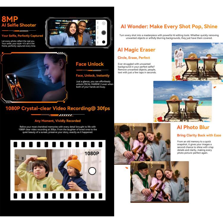 Blackview Oscal Marine 2, 4 GB + 64 GB, 6,56 Zoll, Android 15, Unisoc UMS9230E T615 Octa-Core-Prozessor, Netzwerk: 4G, OTG, NFC, 4 GB + 64 GB