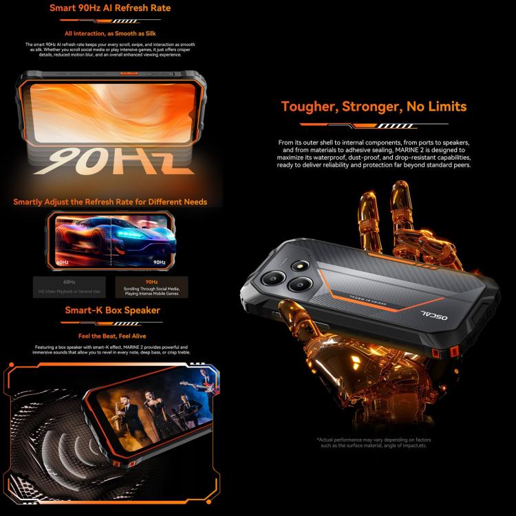 Blackview Oscal Marine 2, 4 GB + 64 GB, 6,56 Zoll, Android 15, Unisoc UMS9230E T615 Octa-Core-Prozessor, Netzwerk: 4G, OTG, NFC, 4 GB + 64 GB