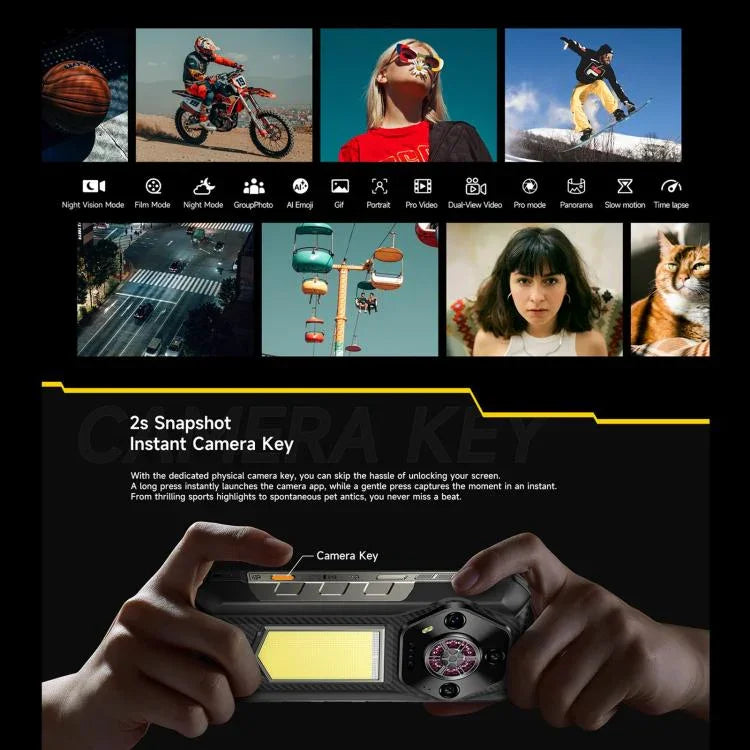 يولفون آرمور 30، 12 جيجابايت + 512 جيجابايت، رؤية ليلية، هاتف مقاوم بمعيار IP68/IP69K، شاشة 6.95 بوصة أندرويد 15 ميدياتك هيليو G100 ثماني النواة، شبكة: 4G، NFC، OTG، آرمور 30