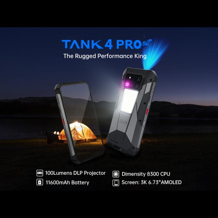 هاتف Unihertz Tank 4 Pro المتين مع جهاز عرض، 16GB+512GB، رؤية ليلية، شاشة 6.73 بوصة، أندرويد 13، معالج Dimensity 8300 ثماني النواة، شبكة 5G، NFC، 16GB+512GB