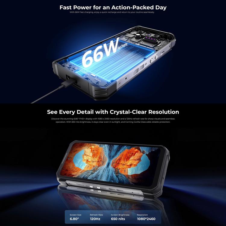 Oukitel WP100 Robustes Smartphone mit Laser-Entfernungsmesser, 12 GB + 512 GB, 200-MP-Kamera, Fingerabdrucksensor, 6,8 Zoll, Android 14, MediaTek Dimensity 7300 Octa-Core-Prozessor, NFC, OTG, Netzwerk: 5G, WP100