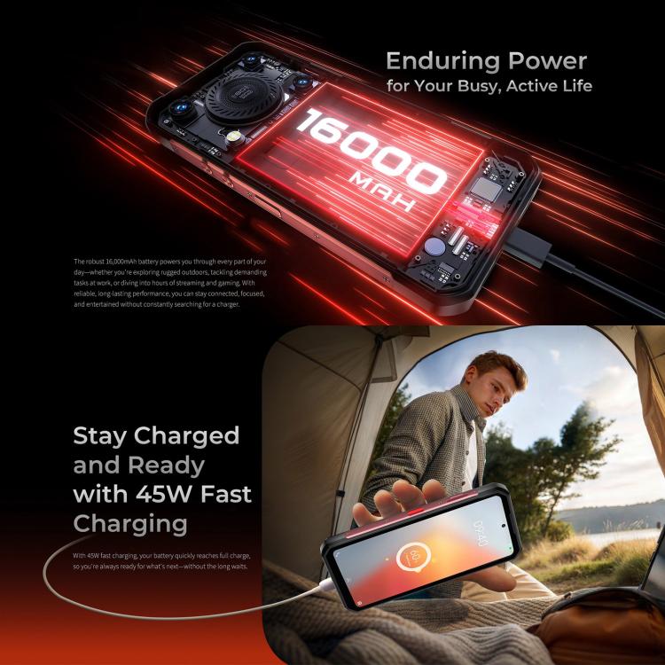 Oukitel WP56 Rugged Phone, 12 GB + 512 GB, 108-MP-Kamera, Fingerabdrucksensor, 6,8-Zoll-Display, Android 15, MTK Dimensity 7050 Octa-Core-Prozessor, NFC, OTG, 5G-Netzwerk