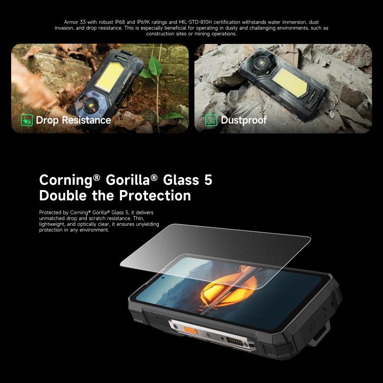 Ulefone Armor 33 Rugged Phone, 12GB+512GB, 6.95 inch Android 15 MediaTek Helio G100 Octa Core, Network: 4G, OTG, NFC, LED Light, Armor 33