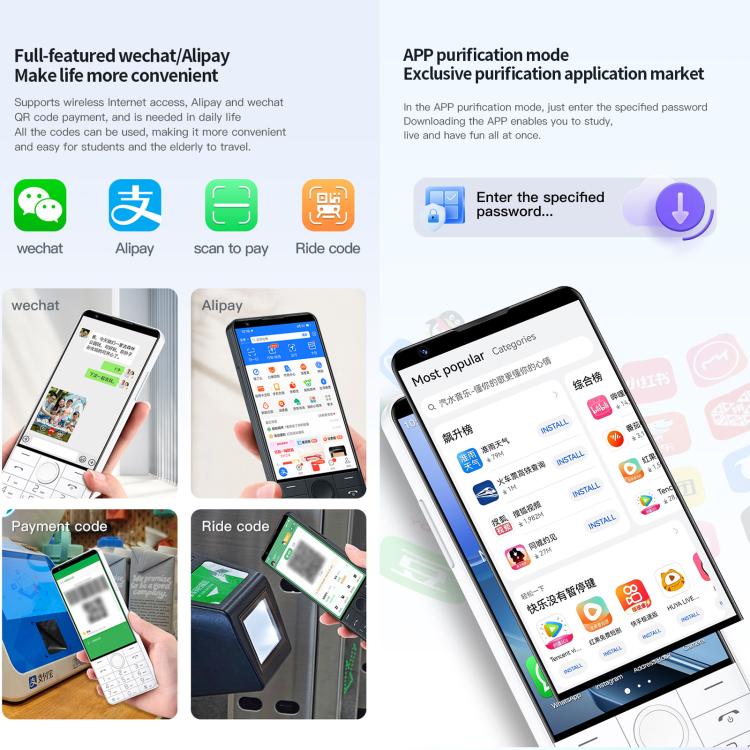 دووف R70 هاتف بلوحة مفاتيح، 6GB+128GB، شاشة 4 بوصة أندرويد 13 Mediatek MT6762 ثماني النواة، شبكة: 4G، يدعم متجر جوجل، مع كاميرا، مع كاميرا