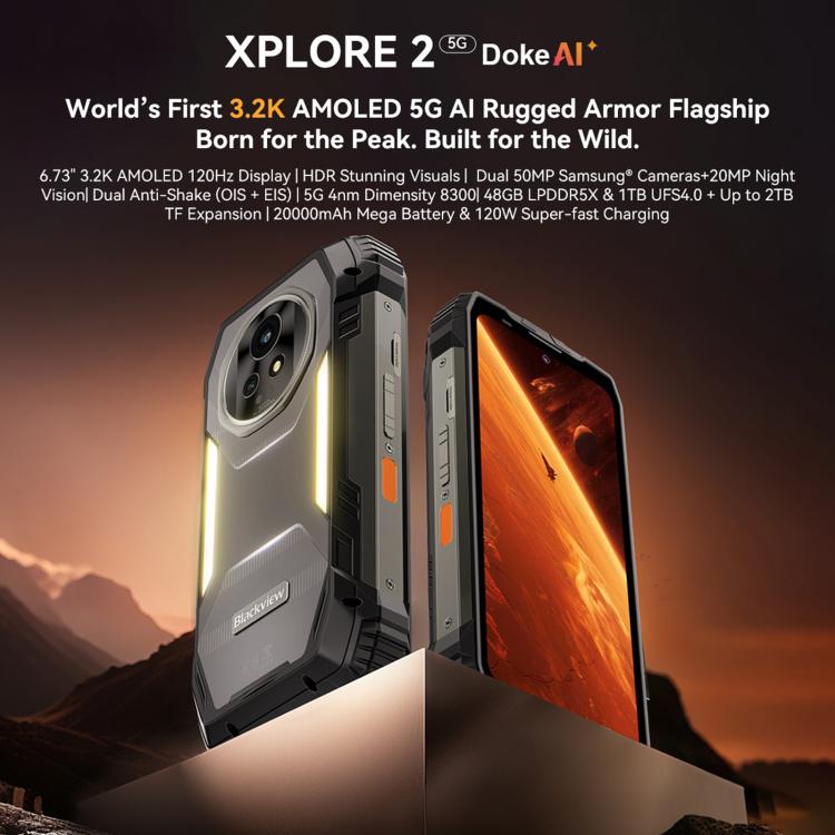 Blackview XPLORE 2, 16GB+1TB, 6.73 inch Android 15 Dimensity 8300 MT6897 Octa Core, Network: 5G, OTG, NFC, XPLORE 2, 16GB+1TB