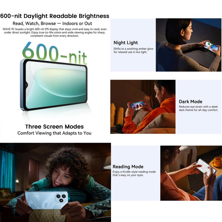 Blackview WAVE 9C, 4 GB + 64 GB, 6,56 Zoll, Android 15, Unisoc T603 SC9863A Octa-Core-Prozessor, Netzwerk: 4G, OTG, 4 GB + 64 GB