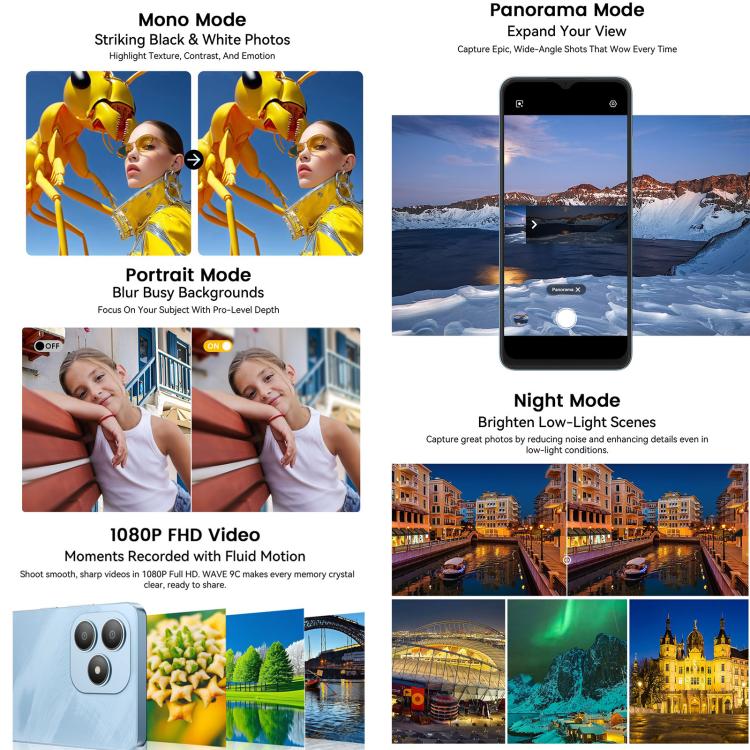 Blackview WAVE 9C, 4 GB + 64 GB, 6,56 Zoll, Android 15, Unisoc T603 SC9863A Octa-Core-Prozessor, Netzwerk: 4G, OTG, 4 GB + 64 GB