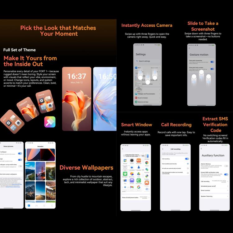 Blackview FORT 1, 4 GB + 128 GB, 6,56 Zoll, Android 15, Unisoc UMS9230E T615 Octa-Core-Prozessor, Netzwerk: 4G, OTG, NFC, 4 GB + 128 GB