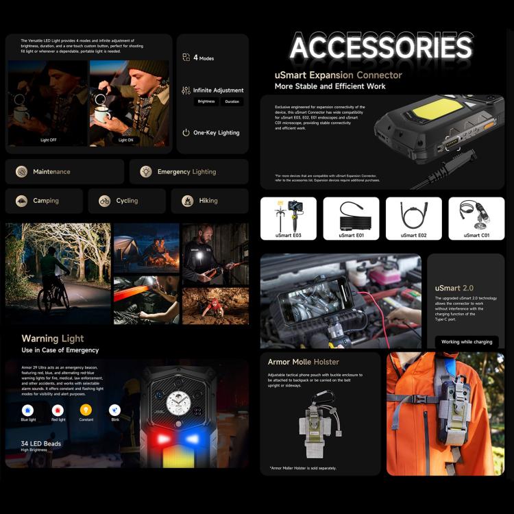 Ulefone Armor 29 Ultra Rugged Phone, 16GB+1TB, Night Vision, 6.67 inch + 1.04 inch Android 15 MediaTek Dimensity 9300+ Octa Core, Network: 5G, Versatile LED Light, Warning Light, Armor 29 Ultra