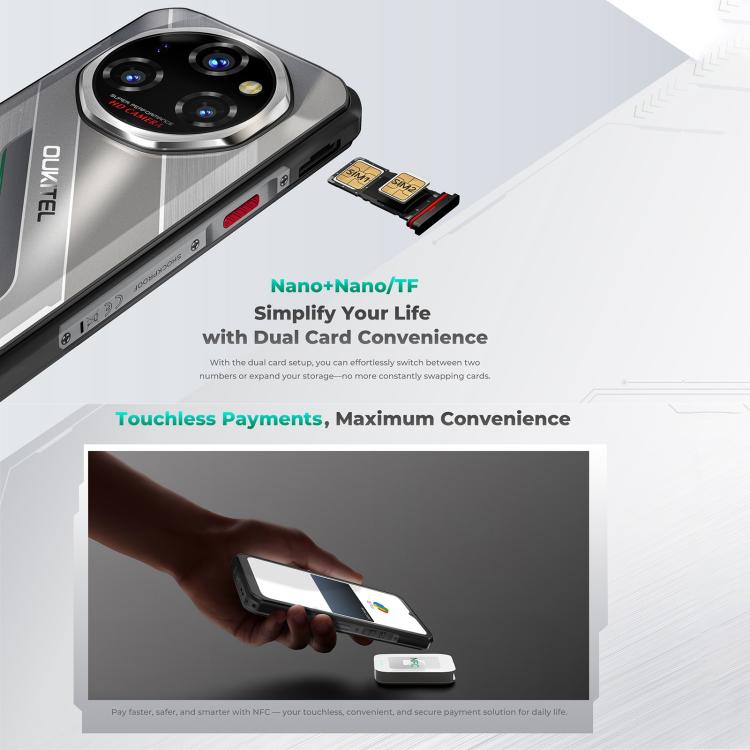 Oukitel WP62 Rugged Phone, 8GB+256GB, 108MP Camera, Fingerprint Identification, 6.6 inch Android 15 MediaTek Dimensity 7025 Octa Core, NFC, OTG, Network: 5G, 8GB+256GB