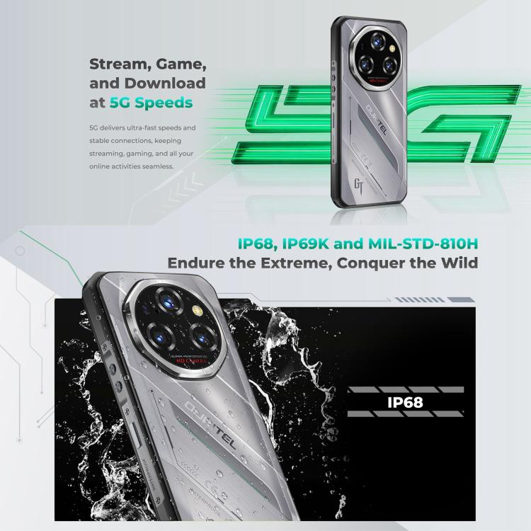 Oukitel WP62 Rugged Phone, 8GB+256GB, 108MP Camera, Fingerprint Identification, 6.6 inch Android 15 MediaTek Dimensity 7025 Octa Core, NFC, OTG, Network: 5G, 8GB+256GB