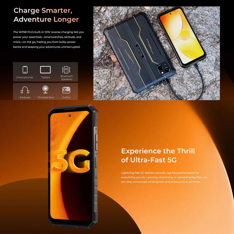 Oukitel WP58 Pro Rugged Phone, 8GB+512GB, Side Fingerprint Identification, 6.7 inch Android 15 UMS9621S Octa Core, NFC, OTG, Network: 5G, 8GB+512GB
