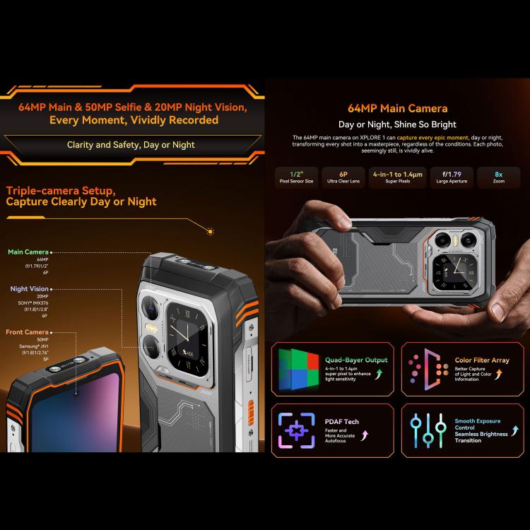 Blackview XPLORE 1, 16GB+512GB, 6.78 inch Android 15 Dimensity 7050 MT8791V/HZA Octa Core, Network: 5G, OTG, NFC, XPLORE 1 16GB+512GB