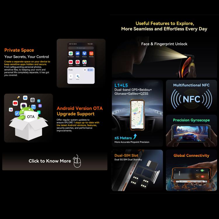 Blackview XPLORE 1, 12GB+256GB, 6.78 inch Android 15 Dimensity 7050 MT8791V/HZA Octa Core, Network: 5G, OTG, NFC, XPLORE 1 12GB+256GB