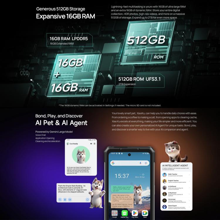 Ulefone Armor 34+, 16GB+512GB, Night Vision, IP68/IP69K Rugged Phone, 6.95 inch Android 15 MediaTek Dimensity 7400X Octa Core, Network: 5G, NFC, OTG, Armor 34+