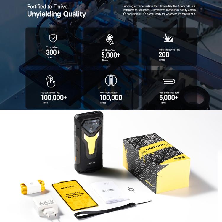 Ulefone Armor 34+, 16GB+512GB, Night Vision, IP68/IP69K Rugged Phone, 6.95 inch Android 15 MediaTek Dimensity 7400X Octa Core, Network: 5G, NFC, OTG, Armor 34+