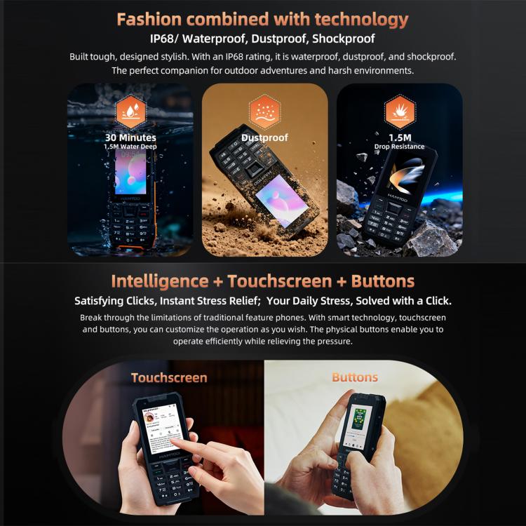 HAMTOD H6 Rugged Phone, 3GB+32GB, 2.83 inch Android 11 UNISOC SC9832E Quad-core, Network: 4G, VoLTE, SOS