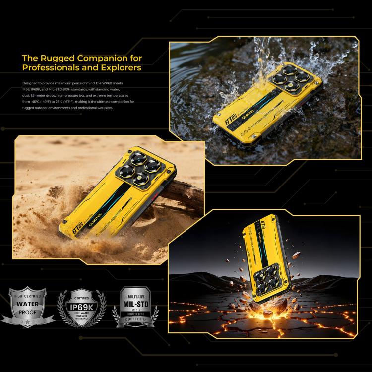 Oukitel WP60 Rugged Phone, 12GB+512GB, Night Vision, 108MP Camera, Side Fingerprint, 7.2 inch Android 15 MediaTek Dimensity 7025 Octa Core, NFC, OTG, Network: 5G, 12GB+512GB