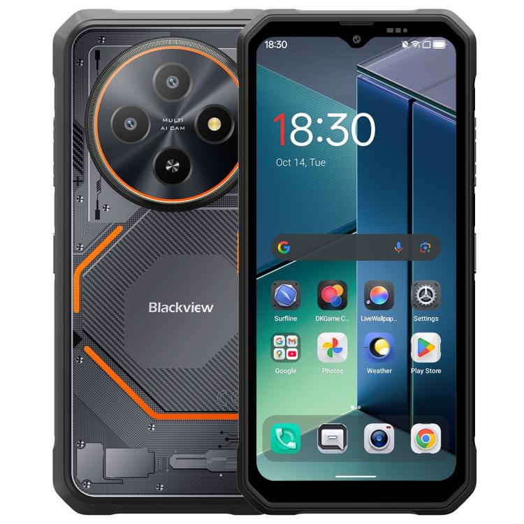 هاتف بلاكفيو فورت 2 مقاوم، 8GB+256GB، شاشة 6.56 بوصة أندرويد 15 ميدياتك MT6769V/CB Helio G81 ثماني النواة، شبكة: 4G، OTG، NFC، 8GB+256GB