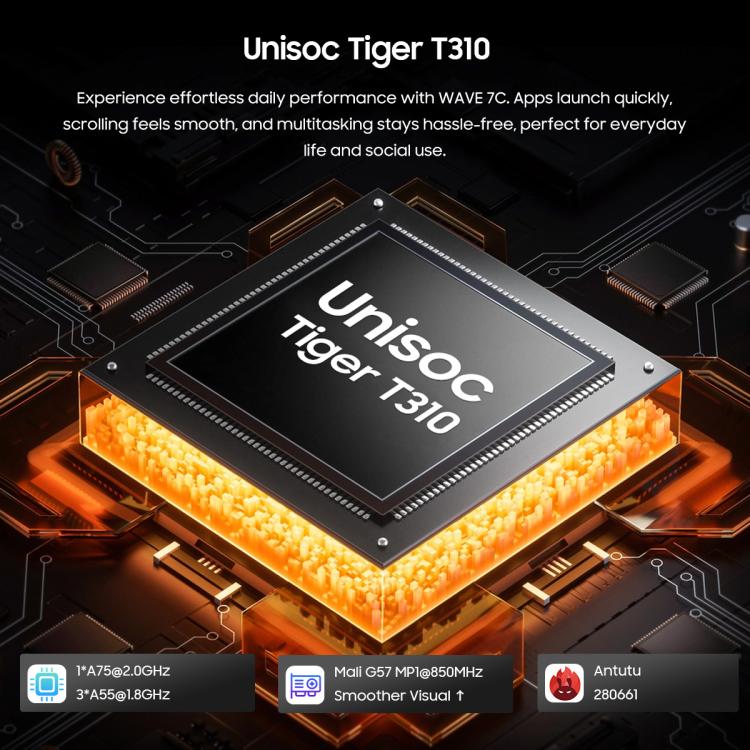 بلاك فيو WAVE 7C، 4 جيجابايت + 64 جيجابايت، شاشة 6.56 بوصة، أندرويد 16، Unisoc UMS312 Tiger T310 رباعي النواة، شبكة: 4G، OTG، 4 جيجابايت + 64 جيجابايت