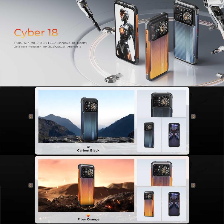 HOTWAV Cyber 18 Rugged Phone, 8GB+256GB, 6.75 inch Android 16 Unisoc T7250 UMS9230E Octa Core, Network: 4G, NFC, OTG, Cyber 18