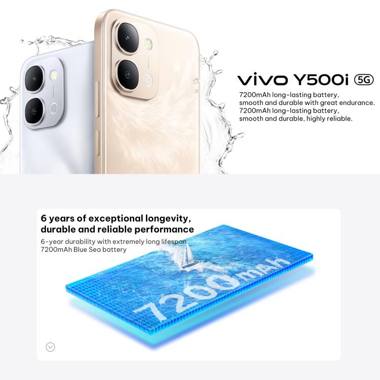 فيفو Y500i، 12GB+512GB، بصمة جانبية، شاشة 6.75 بوصة أندرويد 16 OriginOS 6 سناب دراجون 4 الجيل الرابع ثماني النواة، OTG، NFC، شبكة: 5G، 12GB+512GB