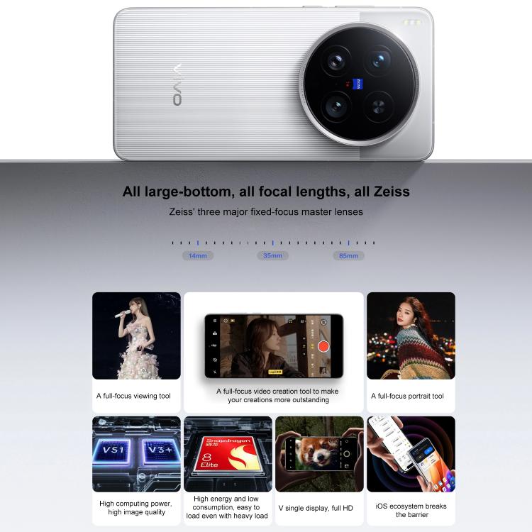 vivo X200 Ultra, 12GB+256GB, Face ID / 3D Ultrasonic Fingerprint, 6.82 inch OriginOS 5 / Android 15 Snapdragon 8 Elite Octa Core, OTG, NFC, Network: 5G, Support Google Play, 12GB+256GB