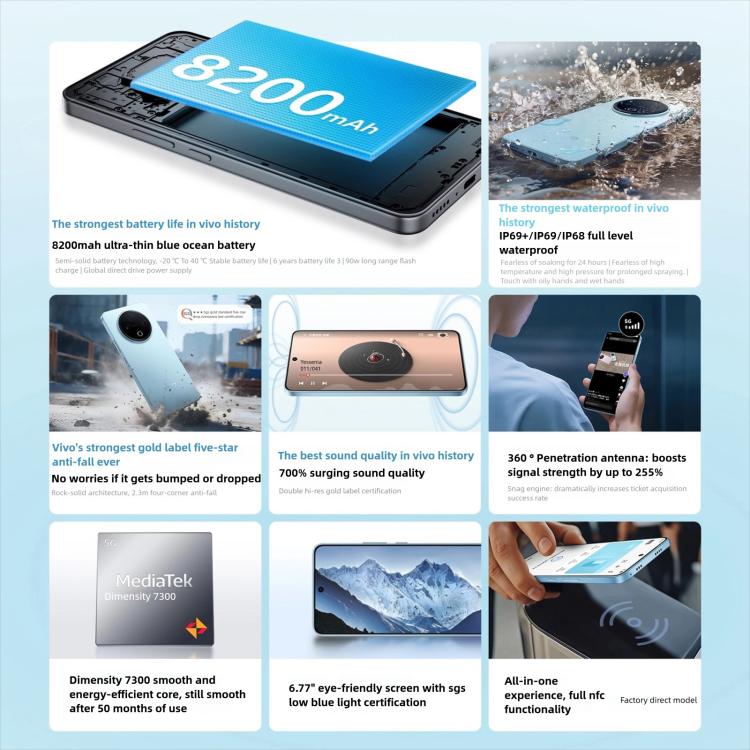 vivo Y500, 12GB+256GB, 6.77 inch Android 15 OriginOS 5 Dimensity 7300 Octa Core, OTG, NFC, Network: 5G, 12GB+256GB