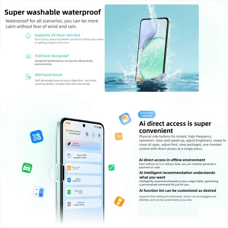 Honor Play10T, 12 GB + 256 GB, seitlicher Fingerabdrucksensor, 6,8 Zoll, Android 15, Magic OS 9.0, Snapdragon 6s Gen 3 Octa-Core-Prozessor, Netzwerk: 5G, 12 GB + 256 GB