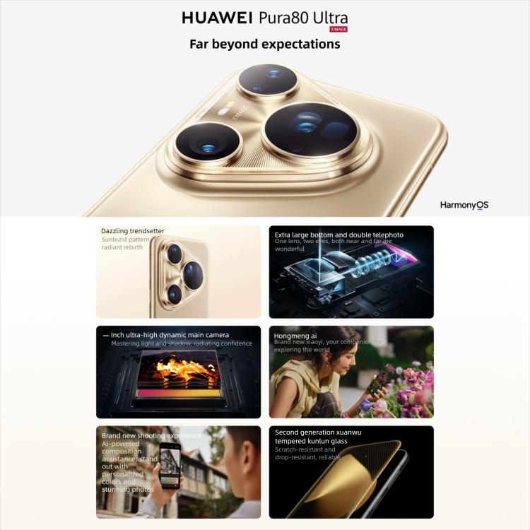 HUAWEI Pura 80 Ultra, 16GB+1TB, Side Fingerprint Identification, 6.8 inch HarmonyOS 5.1, NFC, OTG, Not Support Google Play, 16GB+1TB