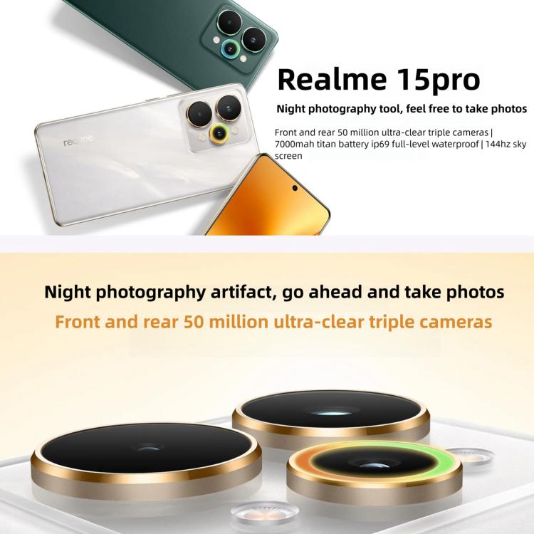 Realme 15 Pro, 12 GB + 256 GB, 6,8 Zoll, Realme UI 6.0, Android 15, Snapdragon 7. Generation Octa-Core, NFC, Netzwerk: 5G, 12 GB + 256 GB