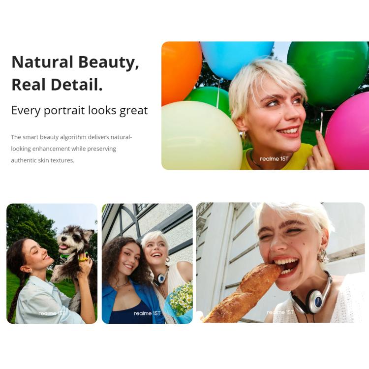 Realme 15T, 8GB+256GB, Screen Fingerprint Identification, 6.57 inch Realme UI 6.0 Android 15 MediaTek Dimensity 6400 Max Octa Core, NFC, Network: 5G, 8GB+256GB