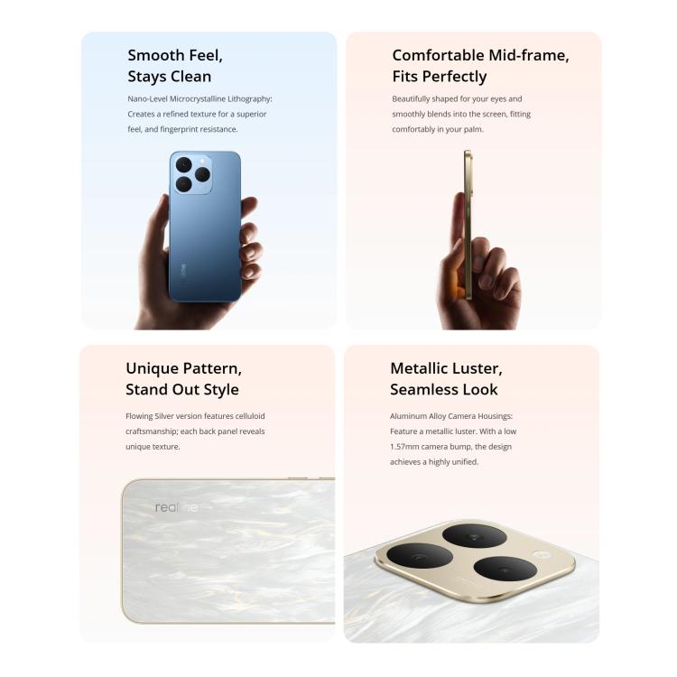 Realme 15T, 12GB+512GB, Screen Fingerprint Identification, 6.57 inch Realme UI 6.0 Android 15 MediaTek Dimensity 6400 Max Octa Core, NFC, Network: 5G, 12GB+512GB